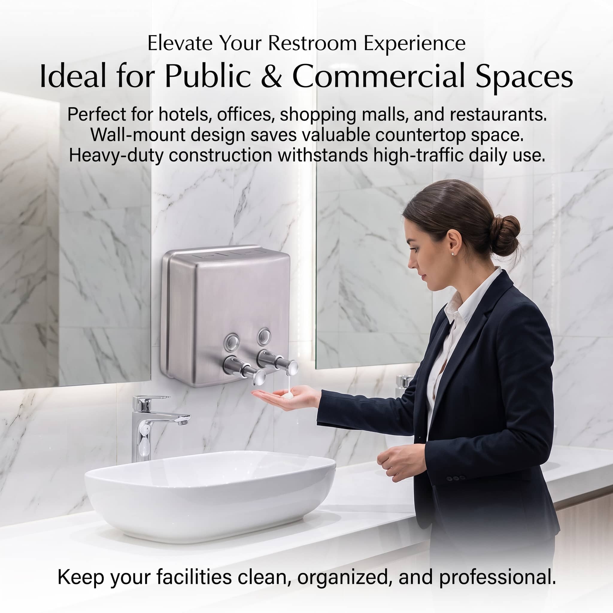 VANNSOO 1300ml Wall-Mounted Matte Stainless Steel Soap Dispenser: The Ultimate Solution for 2026 Commercial Washroom Upgrades