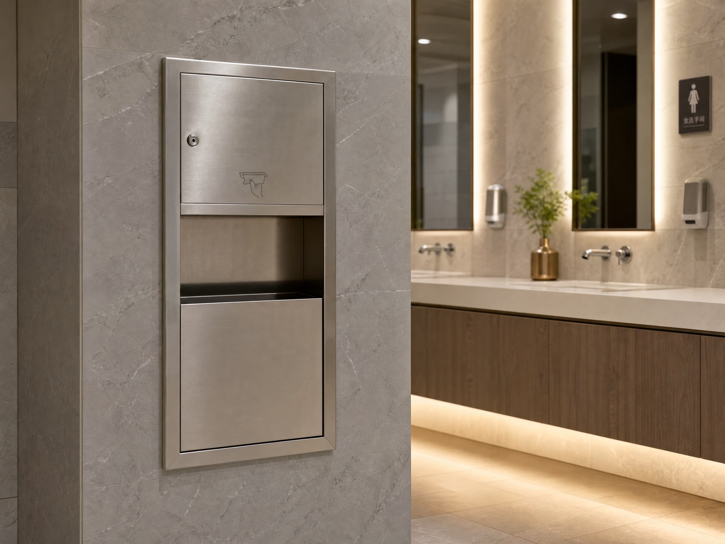 Unité encastrée multifonctionnelle en acier inoxydable VANNSOO – Solution tout-en-un pour la modernisation des toilettes commerciales